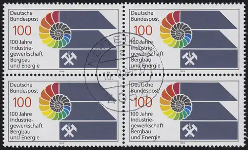 1436 IG Bergbau und Energie Viererblock zentrischer Vollstempel NETTETAL 10.8.89