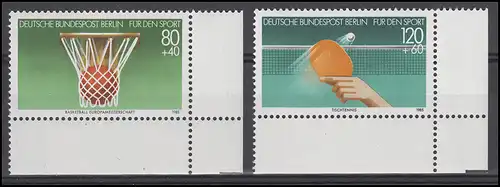 732-733 Sport Basketball Tischtennis Berlin 1985: Satz Ecken unten rechts **