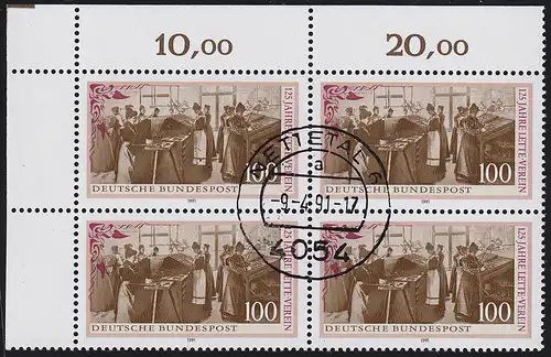 1521 Lette-Verein: ER-Vbl. oben links, zentrischer Vollstempel NETTETAL 9.4.91