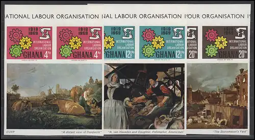 Ghana: International Labour Organisation, 3 paires de tableaux en mini-arc **