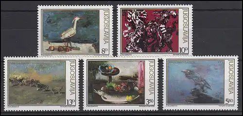 Jugoslawien: Gemälde & Paintings - Stillleben und Tiere, 5 Werte, Satz **