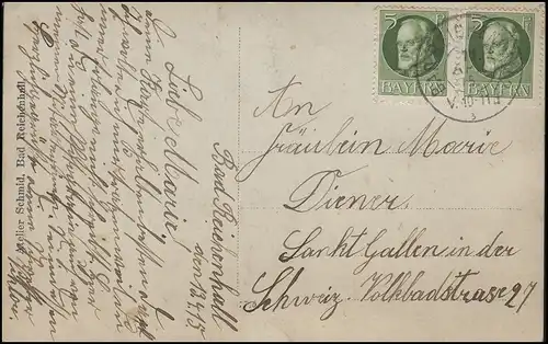 Bayern 95I Ludwig 5 Pf MeF auf Familie-Fotokarte BAD REICHENHALL 14.4.15