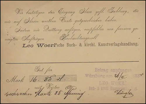 Bayern 5 Pf. Wappen EF Carte postale WÜRZBURG BHF. 26.4.84 vers Cochem