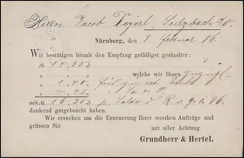 Bayern 5 Pfennig EF Carte postale NÜRNBERG II - 8.2.86 vers SULZBACH 9.2.