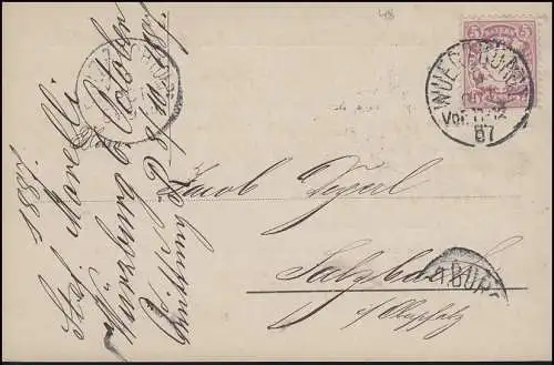 Bayern 5 Pfennig, EF auf Postkarte WÜRZBURG I. - 8.10.87 nach SULZBACH 8.10.