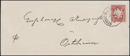 Bayern Wappen 10 Pfennig EF Brief NORDHEIM 16.2.04 vers Ostheim 16.12.04