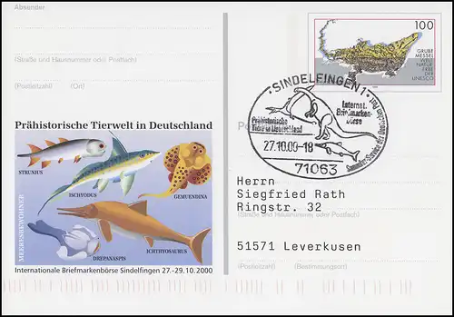 PSo 73 faune préhistorique faune marine avec SSt Sindelfingen Saurier 27.10.00