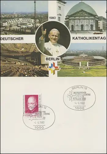 Faltkarte 86. Deutscher Katholikentag Berlin 1980 mit 614 SSt BERLIN 4.6.1980