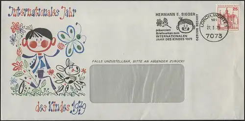 Deutschland: Werbe-Stempel Briefmarken Year of the child, Brief Lorch 27.3.79