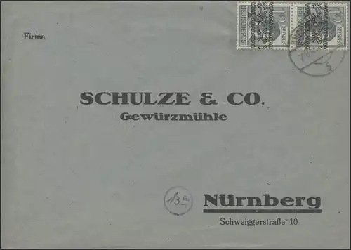 40I Band 12 Pf Paar MeF Bf. Augsburg 2.8.1948