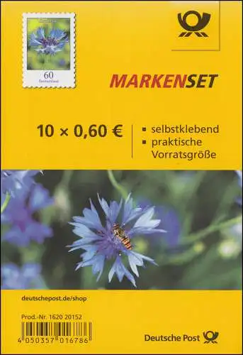 FB 88b Blume Kornblume, Folienblatt mit 10x 3481, -20152, postfrisch **