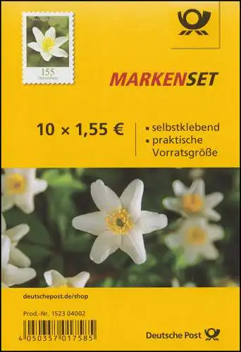 FB 91aI Blume Buschwindröschen, Folienblatt mit 10x 3484, -04002 postfrisch **