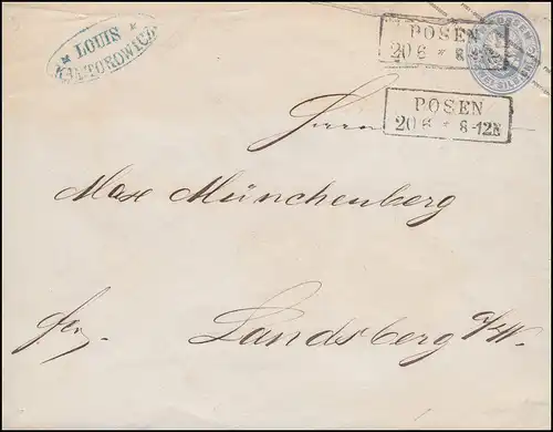 Prusse couverture U 27aB Adler 2 Sgr. hellultramarin Cadre-O POSEN 20.6., Besoin