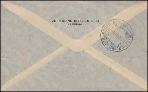 Lettre HAMBURG 1.3.38 avec censure n. Brésil