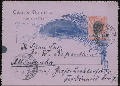Brasilien Kartenbrief K 31 nach GROSS-LICHTERFELDE 1. (ANHALTER BAHN) 19.4.1897
