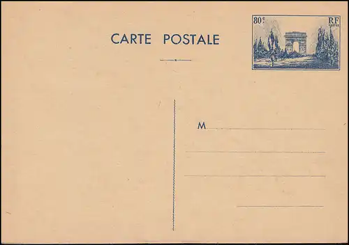 France Carte postale P 78 Parade de victoire sur l'arc de triomphe 80 C. 1940, inutilisé