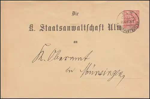 La manutention de service DU 13 A I b par ULM STADTPOSTBUREAU 22.12.90 n. MÜNSINGEN 23.12.