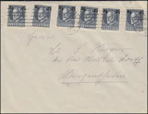 111A Ludwig-Aufdruck als MeF auf Brief WÜRZBURG 21.12.1916