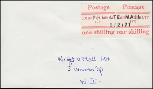 Großbritannien Streikpost Postal Workers Strike, Brief Private Mail 8.2.1971  