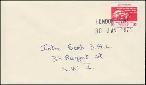 Royaume-Uni Poste de grève Postal Workers Strike, Lettre LONDON SW1 - 30.1.1971