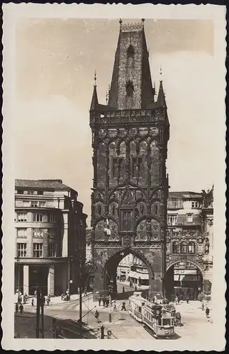 Bohême et Moravie Carte de vue Prague - Tour de poudre, PRAG / PRAHA 7.1.1943
