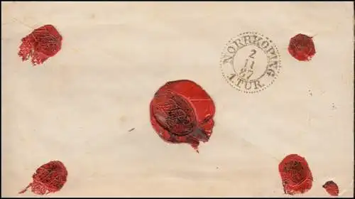 Suède couverture U 4 trois couronnes 10 Öre karmin WERNAMO / VÄRNAMO 1.11.1887