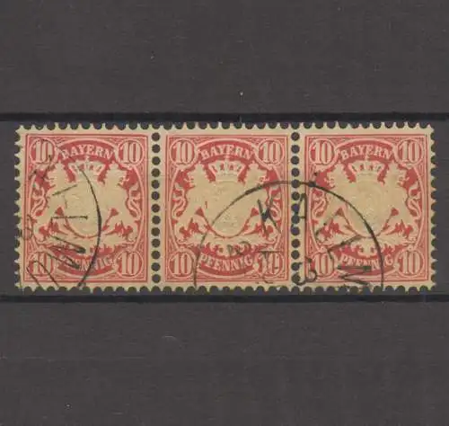 Bayern 39 Wappen 10 Pfennig als Dreierstreifen - Stempel 21a Einkreis KALLMÜNZ