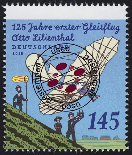 3254 Otto Lilienthal - Erster Gleitflug, O gestempelt