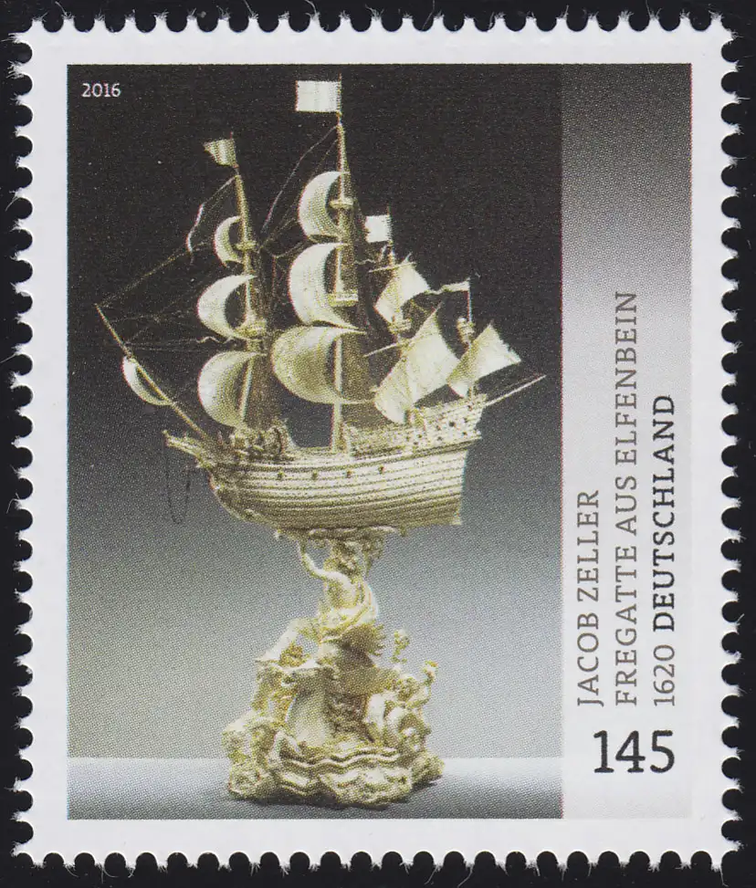 3228 Museumsschätze Jacob Zeller: Fregatte aus Elfenbein, nassklebend **