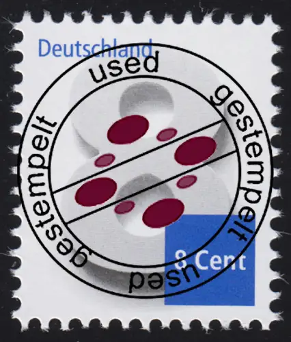 3188 Valeur supplémentaire chiffre 8 centimes, collant humide, O