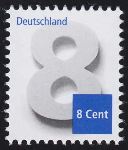 3188 Valeur supplémentaire chiffre 8 centimes, collant humide, **