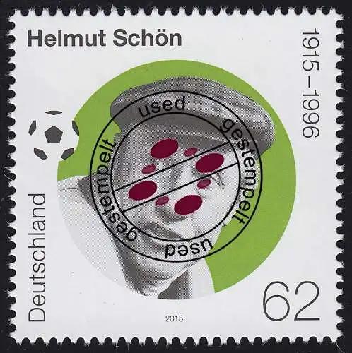 3174 Helmut Schön Fußball-Bundestrainer, gestempelt O