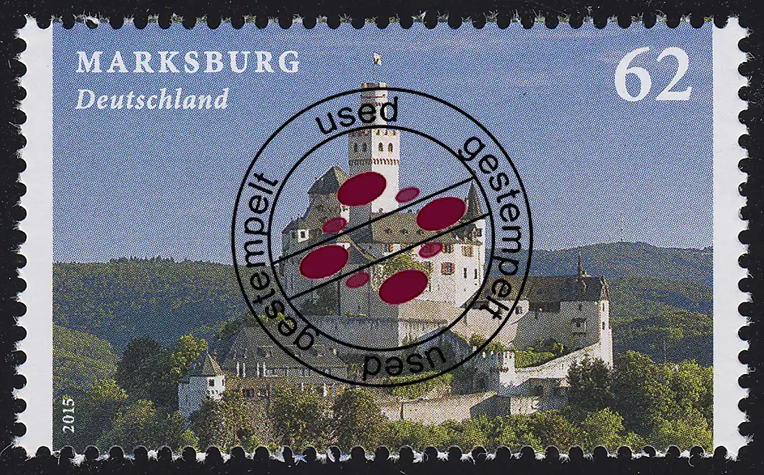 3122 Burgen und Schlösser: Marksburg nassklebend, gestempelt O