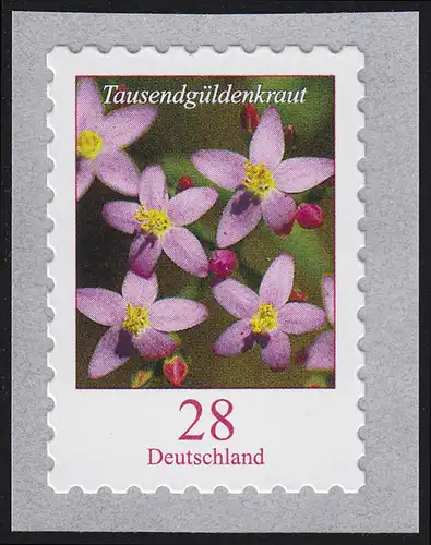 3094 Blumen: Tausendgüldenkraut 28 Cent, selbstklebend, **
