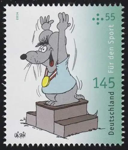 3077 Pour le sport: Cartoon Musée vainqueur 145 centimes **