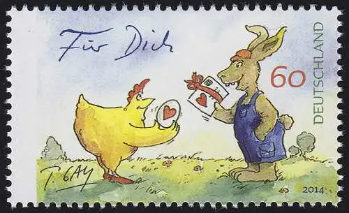 3064 Cartoon Gaymann - Für Dich 60 Cent nassklebend, postfrisch **