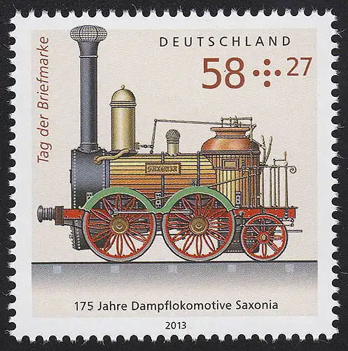 3027 Jour du timbre: Locomotive à vapeur SAXONIA **