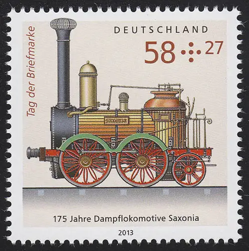 3027 Jour du timbre: Locomotive à vapeur SAXONIA **