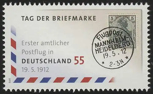 2954 Jour du timbre: premier vol postal 1912-2012 **