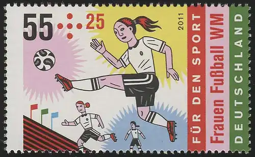 2858 Sporthilfe 55 Cent: Feldspielerinnen aus Zehnerbogen, **