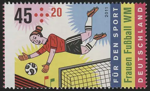 2857 Sporthilfe 45 Cent: Torhüterin aus Zehnerbogen, **