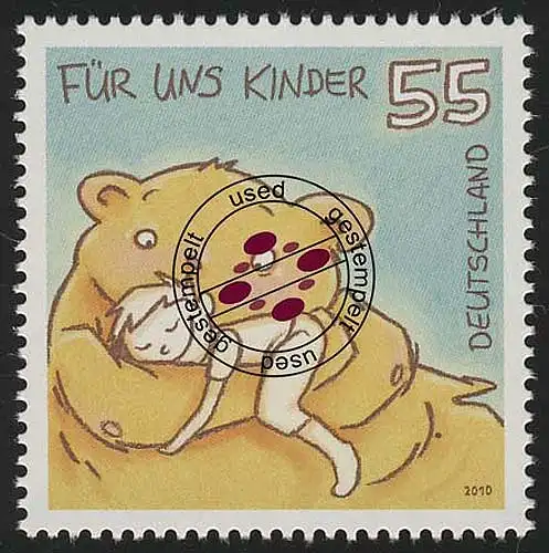 2818 Für uns Kinder 2010 - Bär und Kind, gestempelt O