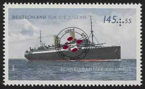 2812 Jugend 145+55 Cent Dampfer Columbus, gestempelt O