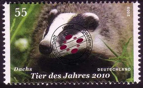 2767 Tier des Jahres 2010 - Dachs, gestempelt O