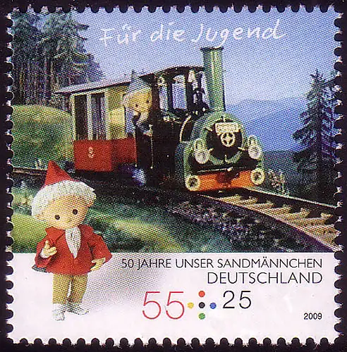 2750 Sandmännchen 55+25 C Kleinbahn Harz, postfrisch **