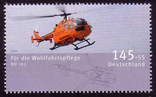 2673 Wofa Luftfahrzeuge 145+55 C Hubschrauber Bo 105, postfrisch **