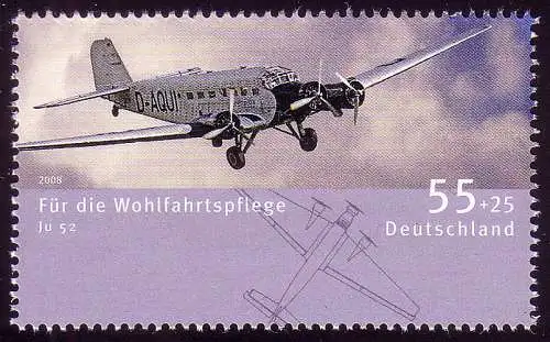 2672 Wofa Aéroports 55+25 C Junkers Ju 52/3m ** frais de port