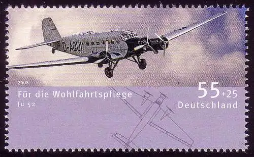 2672 Wofa Luftfahrzeuge 55+25 C Junkers Ju 52/3m ** postfrisch