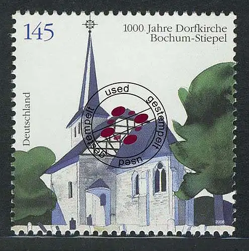 2646 Dorfkirche von Bochum-Stiepel, gestempelt O