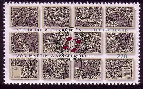 2598 Weltkarte von Martin Waldseemüller, gestempelt O